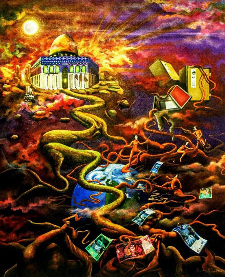 fantasy-world-of-money_2010_painting-by-fauzan-musaad_indonesian-artist
